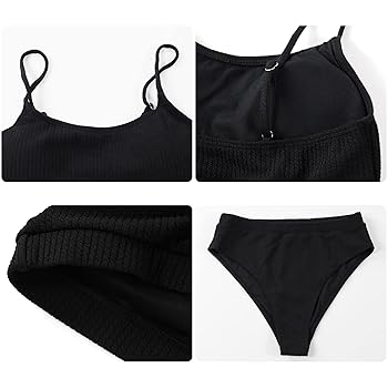 JJAI Womens High Waisted Bikini Set Ribbed Two Piece
